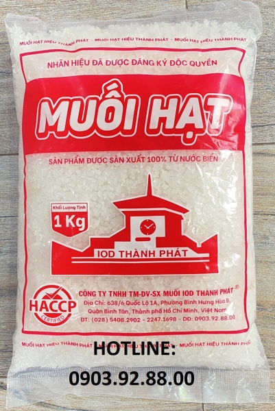 Muối hạt túi 1kg - Muối IOD Thành Phát - Công Ty TNHH TM DV Sản Xuất Muối IOD Thành Phát